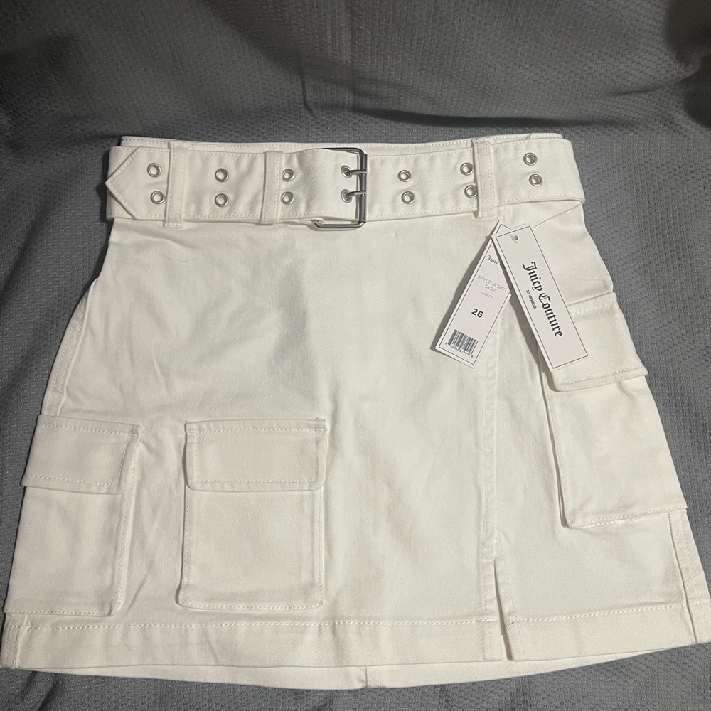 Juicy Couture White Cargo Mini Skirt with Belt